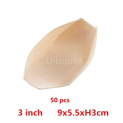 50 100pcs Sushi shushi Wood Boat Natural bamboo Disposable Kayak Salad Dessert Pine cake Boat Snack Bowl mat sushi plate tray