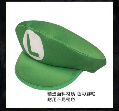 Chapéu de Desenho Animado Super Mario Bros Chapéu Adulto Infantil Jogo Super Luigi Bors Chapéus Boné Vermelho Verde Presentes Cosplay Infantil