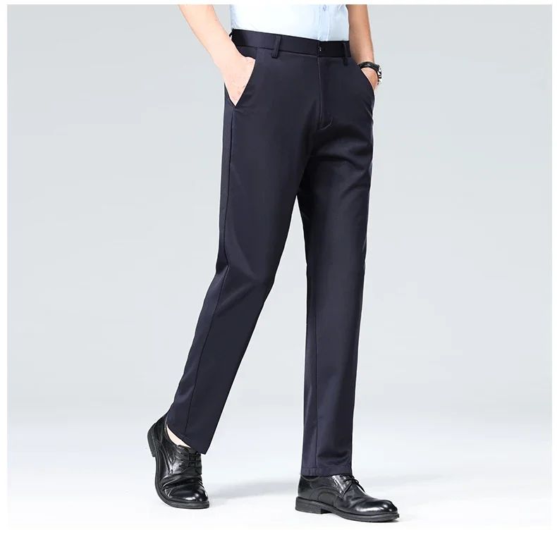 Calças Finas Masculinas para o Verão Outono, Calças de Terno Formal, Calças de Trabalho, Calças Casuais de Negócios de Qualidade, Calças Compridas Pretas Vinho Tinto