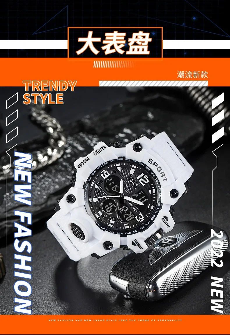 Hot shopping Teenage Men's Junior High School Student Fashion Trend Black Technology Sports Glow Men's Electronic Watch