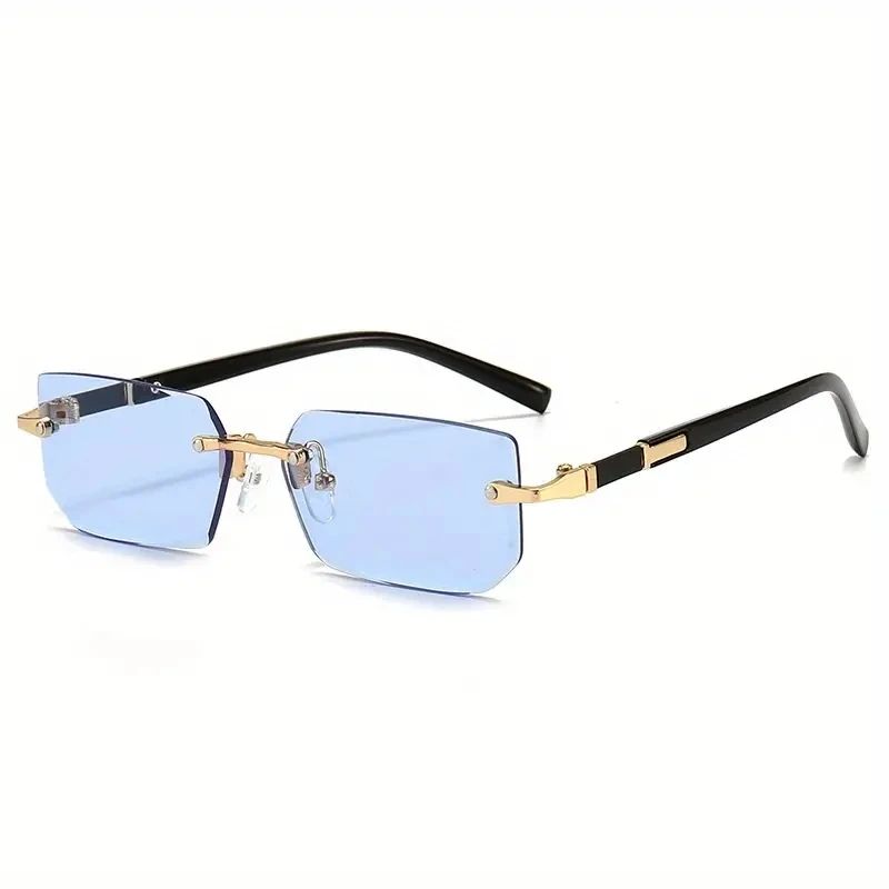 Rimless Sunglasses Rectangle Fashion Popular Women Men Shades Small Square Sun Glasses for Female Male Summer Traveling Oculos