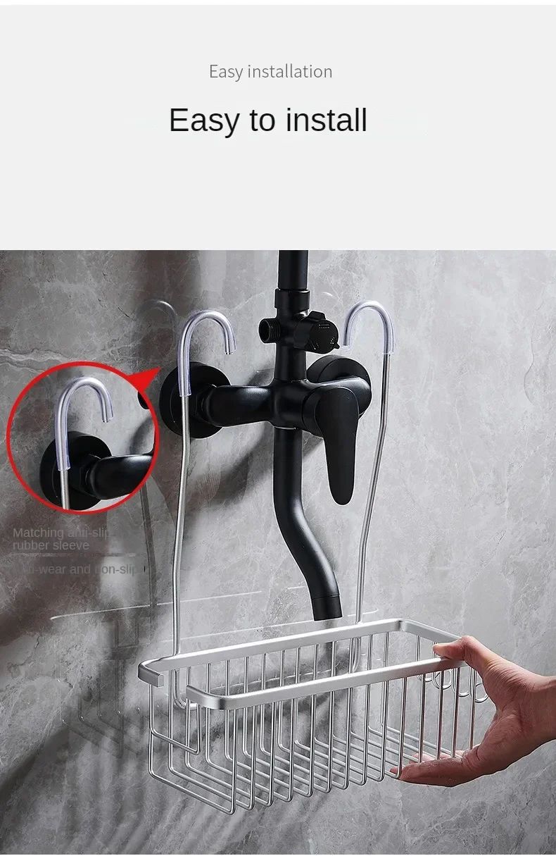 Aluminium Bathroom Shelf Without Drilling, Shower Shelf Shelves Shampoo Holder, Basket Storage Organizer Bathroom Accessories