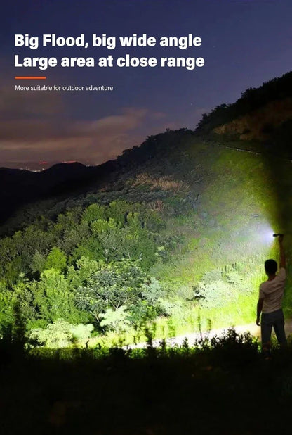 High Strong Power Led Flashlights 2000LM Tactical Torch with Display Light USB Charging Camping Fishing Emergency Zoom Lantern