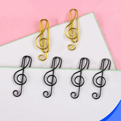Metal Creative Music Note Shaped Creative File Clamp Paper Clips Bookmark Holder Paper Decorative Clip for Office School Home