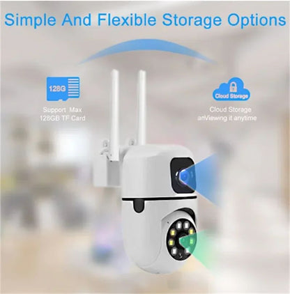 8MP WIFI Surveillance Camera Dual Lens Dual Screen IP Cameras Wireless Auto Tracking Color Night Vision 8X Digital Zoom CCTV Cam