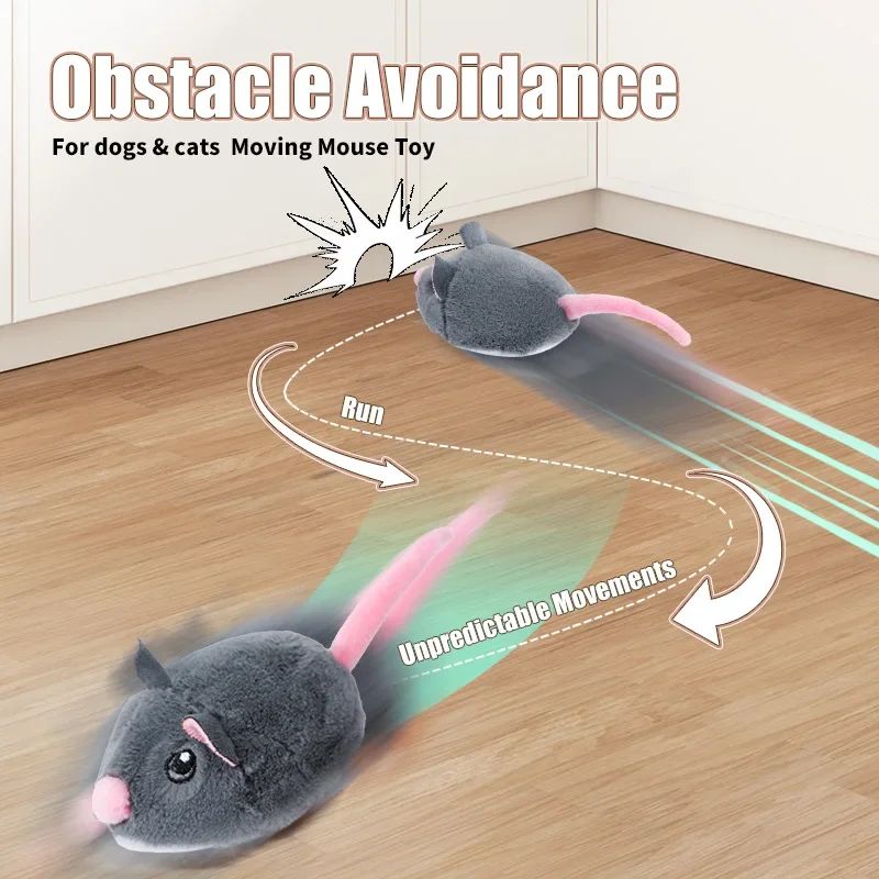 Brinquedos Elétricos Interativos de Rato para Gatos Brinquedo Engraçado de Pelúcia Inteligente para Animais de Estimação Brinquedos de Movimento Interativo Rápido Acessórios para Gatos de Estimação