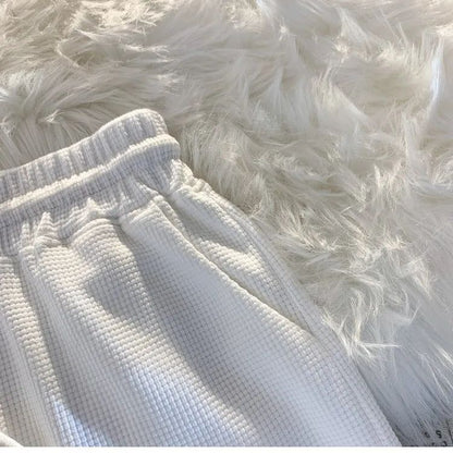 Waffle Summer Comfortable Casual Sports Shorts Women's Summer Loose Home Pajama Pants Wear Pocket Shorts