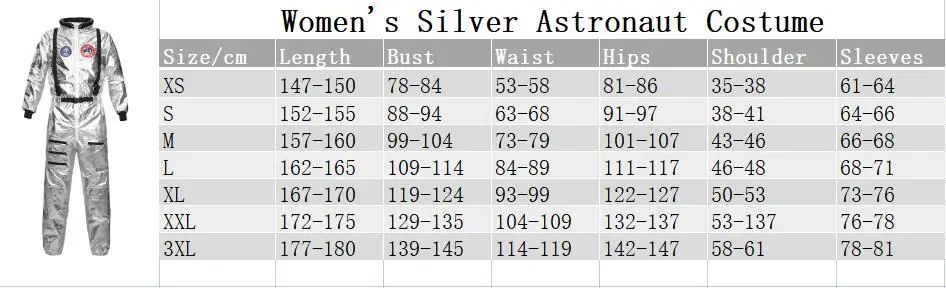 Astronaut Costume Spacesuit Silver Spaceman Men Women Space Suit Halloween Christmas Performance Spacesuit Costume Party Gift