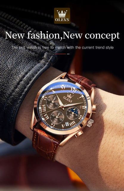 OLEVS 2871 Multifunctional Men's Watches Stainless steel Luminous Waterproof Luxury Men Wristwatch Business Watch Man
