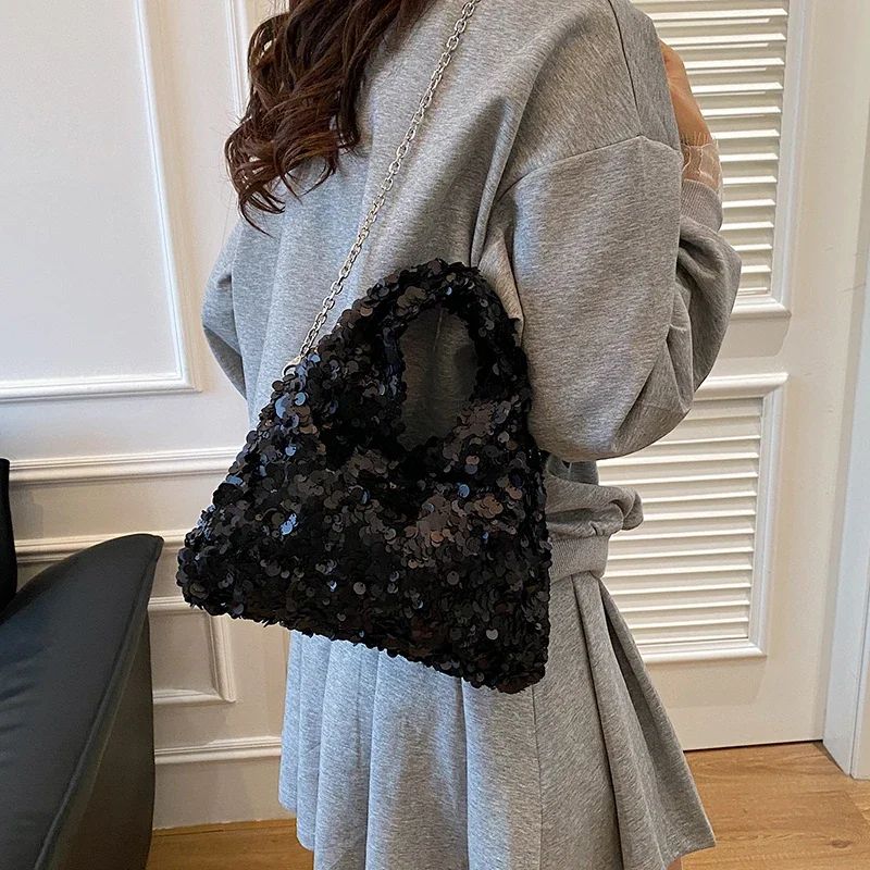 Exquisite Shining Sequins Square Women's Shoulder Bag Popularity Stylish Design Handbags High Quality Solid Sweet Crossbody Bags