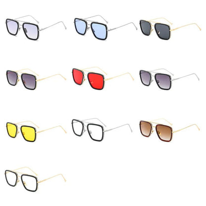 Óculos de Sol da Moda Armação Quadrada Estilo Tony Stark Óculos de Sol Feminino Masculino Quadrado Grife Óculos Retrô Masculino Iron