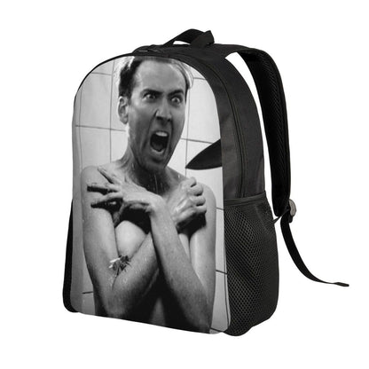 Custom Nicolas Cage Meme Laptop Backpack Women Men Basic Bookbag for College School Student Funny Bags