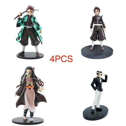 Anime Demon Slayer Figure Kamado Tanjirou Nezuko Action Figures PVC Model Toys Zenitsu Figurine Inosuke Kimetsu No Yaiba Figura