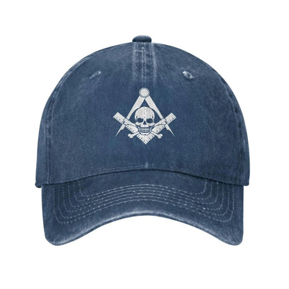 Skull and Cross Bones Square Compass Masonic Freemason Caps Casquette Denim Baseball Cap Unisex Men's Hat Women's Hats