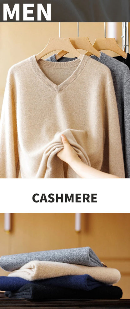 Wool Men's Sweaters V-neck Pullovers Cashmere Knitting Hot Sale Spring Autumn Sweaters Knitwear High Quality Jumpers Clothes