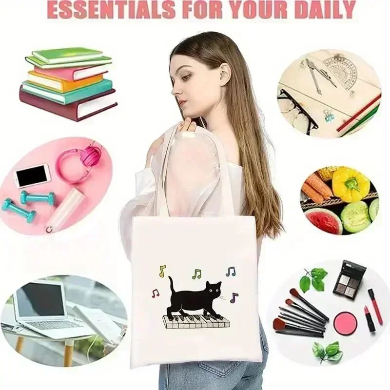 Book Canvas Tote Bag for Women Shoulder Bags Aesthetic Graphic Eco Shopping Bag Grocery Reusable Bags Women Gift