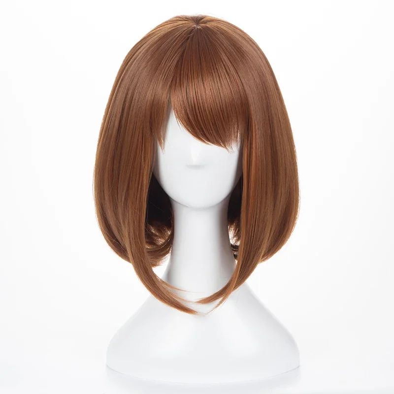 Anime My Hero Academia Ochako Uraraka Peruca Sintética Curta Bob Marrom Resistente ao Calor Peruca de Fantasia Cosplay