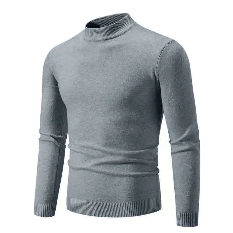 Half Turtleneck Knitwear Sweater New Autumn/Winter Mock Neck Sweatshirts Solid Color Pullovers Man Brand Casual Mens Clothing