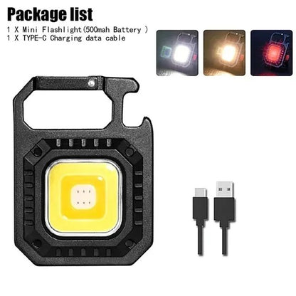 Mini LED Portable Keychain Flashlight Outdoor COB Work Light Emergency Lighting With Window Hammer Bottle Opener Lamp Camping