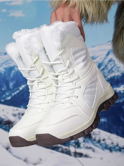 Winter Women's Snow Boots High Top Hiking Boots for Women Winter Outdoor Walking Sneakers Waterproof Plush Warm Platform Boots