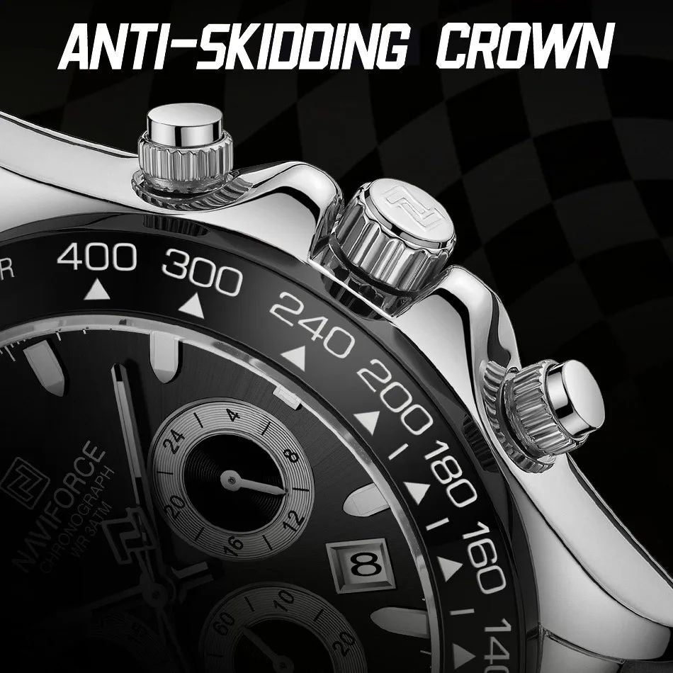 NAVIFORCE Brand NF8054 Men's Business Watches Luxury Classic Quartz Wristwatch Chronograph Silicone Band Waterproof
