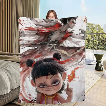 Movie Blanket Skin friendly comfort warm soft plush blanket suitable sofa living room office bedroom NeZha 2