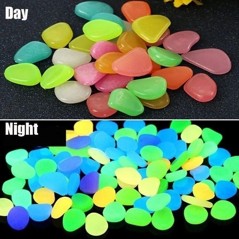 500pcs Luminous Stones Glow In The Dark Pebbles Glowing Stones Outdoor Walkways Home Garden Yard Decor Fish Tank Pebble Rocks