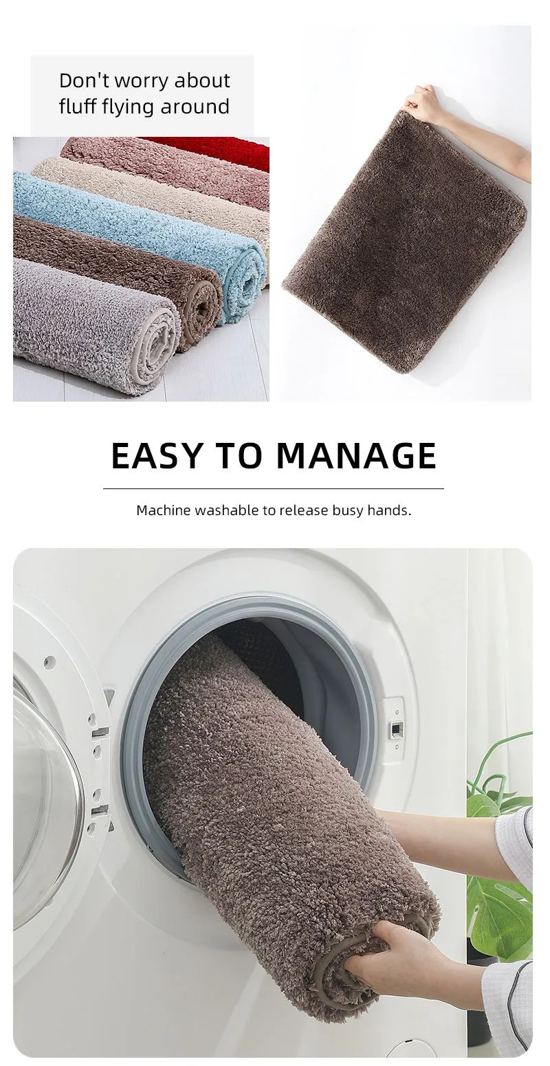 Tapete de chão de banheiro arredondado e espesso, tapete absorvente para banheira, material de pelúcia, tapete antiderrapante para os pés, capacho de entrada, banheiro