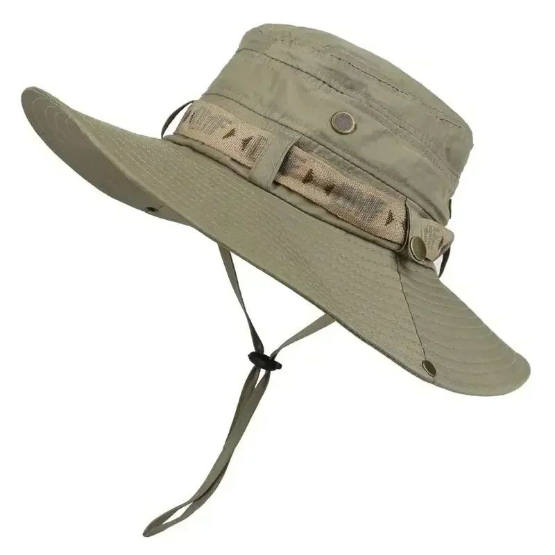 Summer Bucket Hat Outdoor UV Protection Wide Brim Panama Safari Hat Mesh Fisherman Beach Cap for Hiking Cycling Fishing Hat