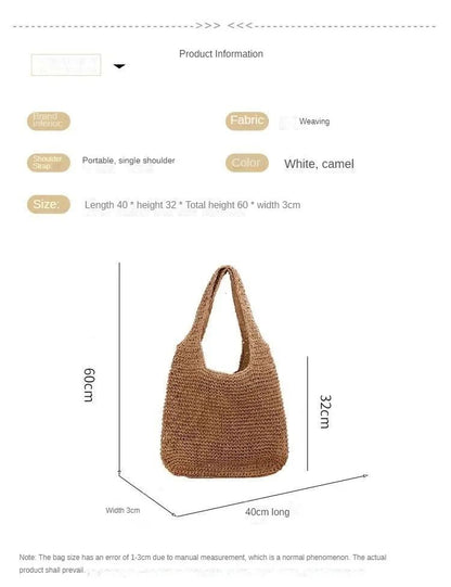 Fashion Straw Women Shoulder Bags Paper Woven Female Handbags Large Capacity Summer Beach Straw Bags Casual Tote Purses