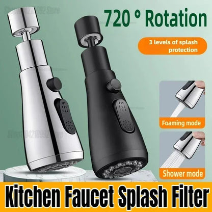 1pc Faucet Extender Metal Alloy,Three Modes,Head Water Saver Home Extended Shower Spray Filter  Faucet Extender  Kitchen