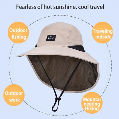 Summer MEN Shawl Fisherman Hat Quick Drying Breathable Sunshade Hat Outdoor Sun Protection Fishing Hat