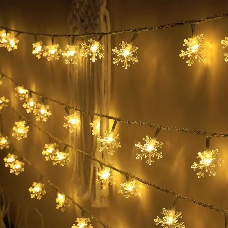 1pc LED Christmas Snowflake String Light Indoor Hanging Decorative Light Fairy Atmosphere Lamp for Wedding Party Battery Box/USB