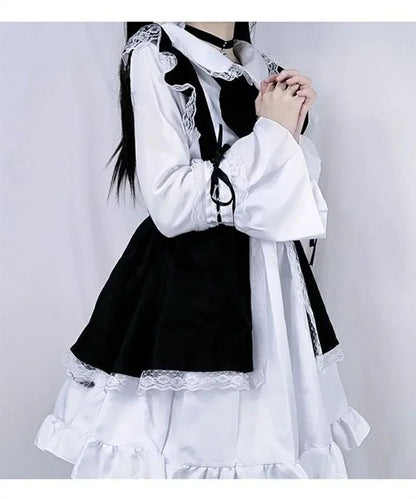 Women Maid Outfit Lolita Cosplay Cute Sexy Erotic Kawaii Cafe Costume Black White Men Uniform Apron Dress Cute Bow Mucama 2026