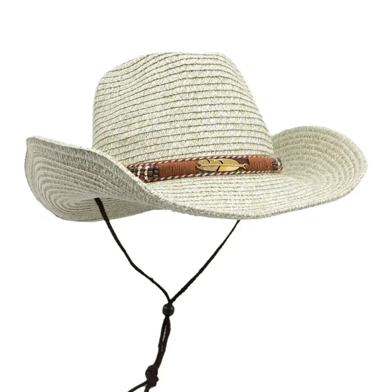 Western Cowboy Hat Summer UV Protection Unisex Vintage Sun Hat for Outdoor Travel Riding New