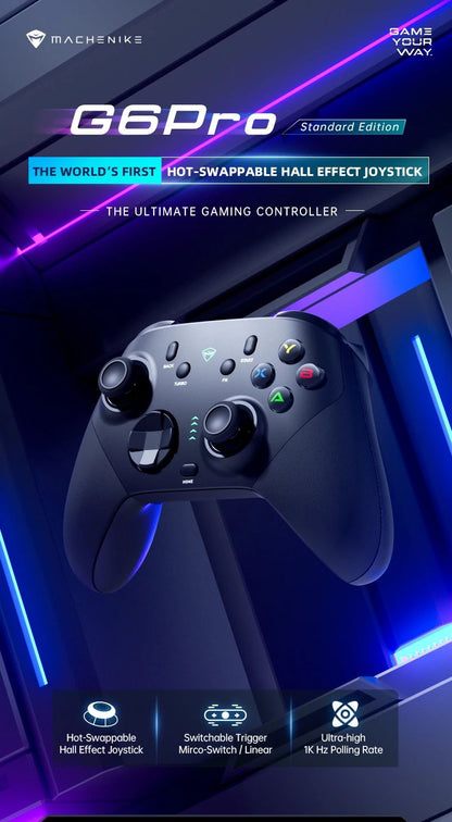 G6 Pro Tri Mode Gamepad Wireless Controller for PC Nintendo Switch 2 Hall Effect Joystick Polling Rate MACHENIKE Game Controller
