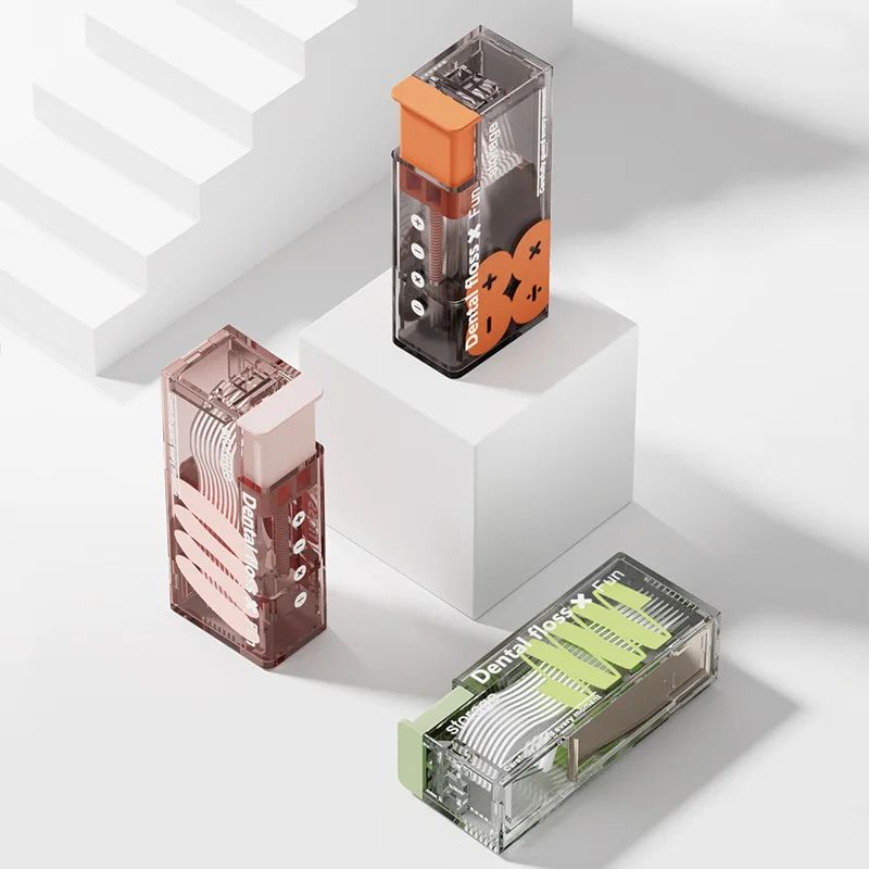 Mini Caixa de Fio Dental com Suporte de Palito de Dente com Ejeção Automática, Caixa Portátil para Fio Dental, Organizador de Fio Dental, Dispensador de Palitos de Dente