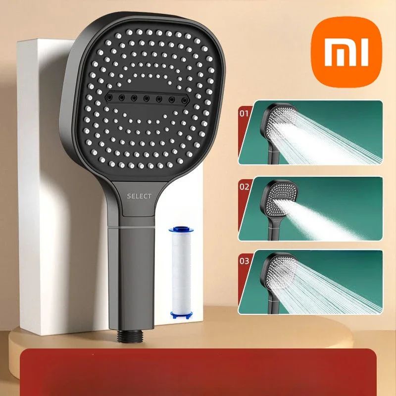 Xiaomi Novo Painel Grande 3 Modos Ajustáveis Chuveiro Doméstico de Alta Pressão com Massagem e Elemento Filtrante Acessórios para Banheiro