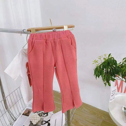 Summer Baby Girls Clothes Set Toddler Kid Cartoon Bear Tshirt and Flared Pants Suit Children Short Sleeve Top Bottom Tracksuit