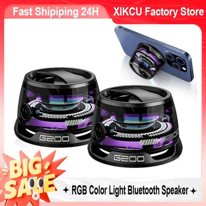 Caixa de Som Bluetooth Portátil XIKCU G200 RGB Magnética BT5.0 Mini Som 7 Horas de Reprodução Suporte para Celular