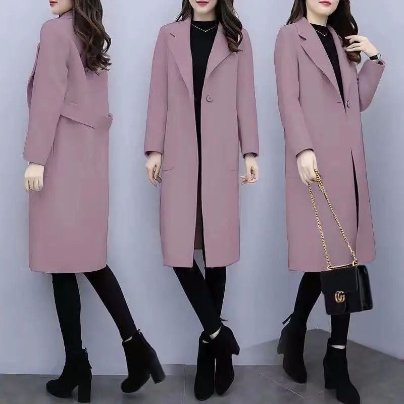 Fashionable Woolen Coat Women's Stylish Meticulous Korean Version Medium Length Autumn Winter New Style Polyester Fiber