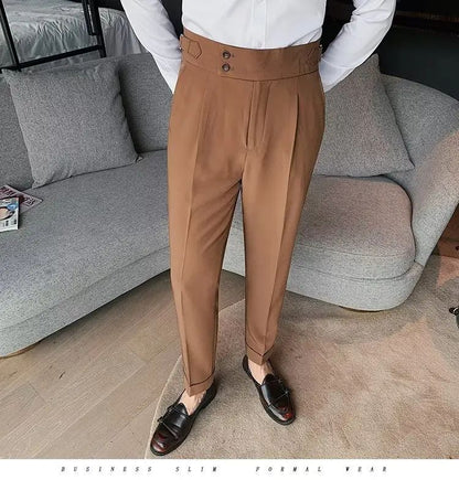 Calça Masculina Nadir Coffee Color Clássica Estilosa Paris Botão Prega Única Emagrece Suaviza Sua Silhueta Calça Social Casual