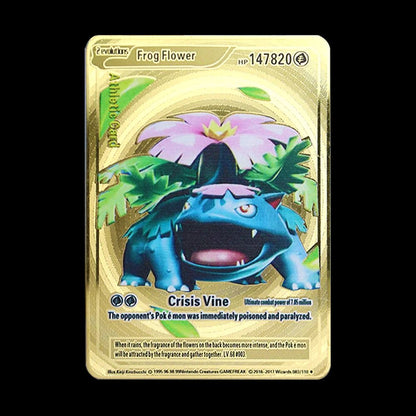 Pokémon 183200 Pontos Alto HP Cartas de Metal Douradas Pretas Inglês Francês Vmax Mega GX Coleção de Cards Charizard Pikachu Mewtwo