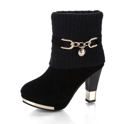 Sapatos femininos de salto agulha super alto com plataforma, sapatos de salto alto, scarpins femininos, botas de tornozelo de camurça bico fino para mulheres, botas de salto grosso NOVO