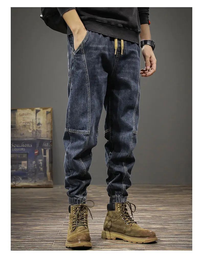 Calça Jeans Masculina Solta Moda Outono Inverno Calça Harem Casual Calça Comprida Roupa de Trabalho Confortável