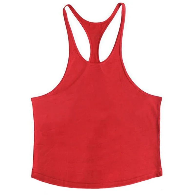 Plain Gym Fitness Bodybuilding Muscle Tank Tops Mens Running Sport Sleeveless Y-back Vests Summer Cool Cotton Breathable Shirts