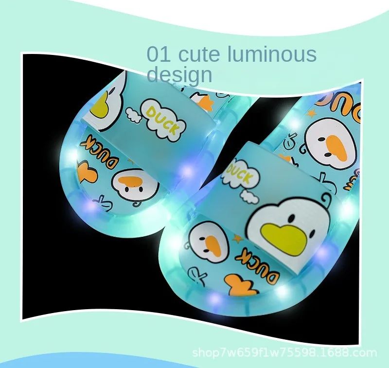 New Cute Luminous Kids Slippers Crystal Shoes Sparkling Lights Boys Girls Will Cartoon Glowing Cute Baby Cool Indoor Outdoor