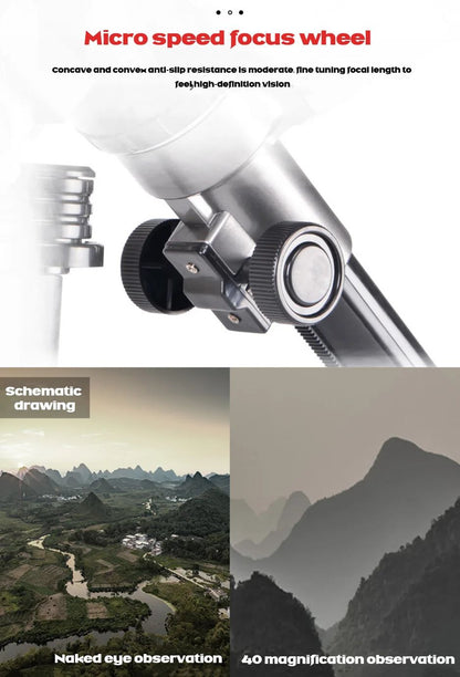 Telescópio Astronômico Profissional Monocular Potente HD Portátil para Observação da Lua, Espaço e Planetas - Presente para Crianças