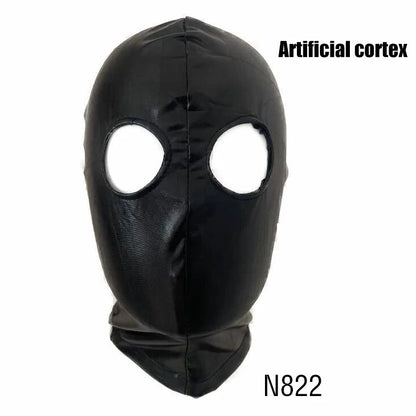Women Mens Latex Face Mask Bronzing Cloth Open Mouth and Eye Glued Head Cover Couples Adult Face Mask Hood for Role Play Costume