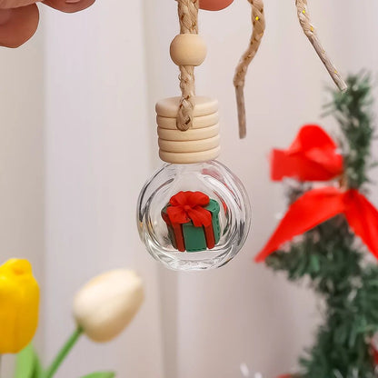 Pingente de Frasco de Perfume de 10ml Decoração de Espelho Retrovisor de Carro de Natal Frasco de Vidro Vazio Frasco de Óleo Essencial para Aromaterapia